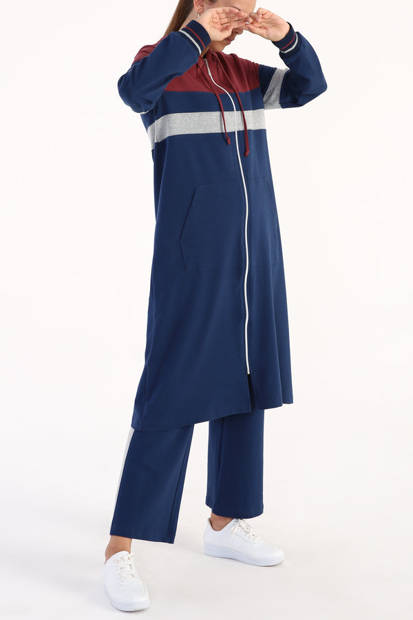 Women's Garnish Detail Dark Blue Tracksuit