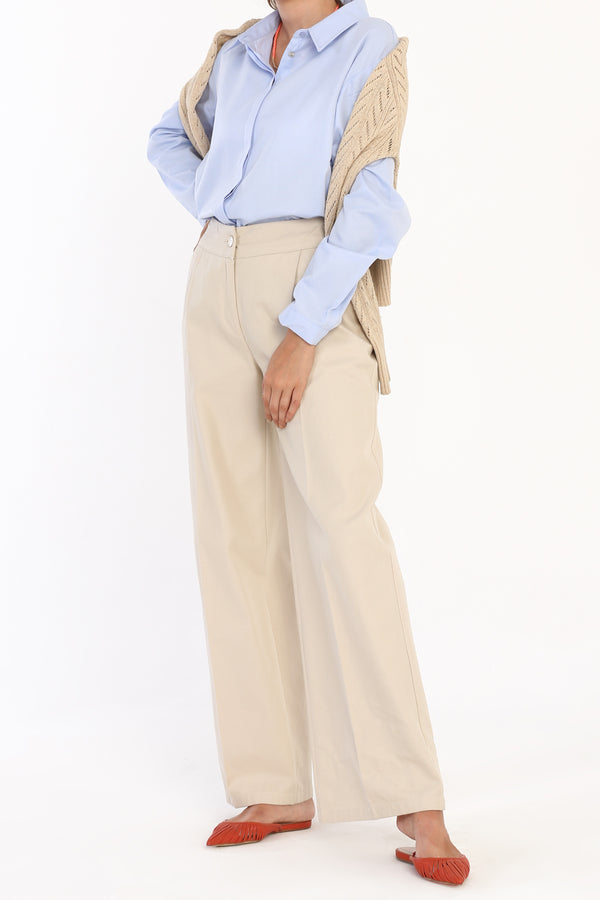 Women's Hidden Button Blue Shirt