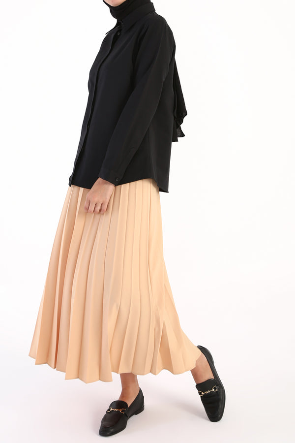 Women's Hidden Button Black Shirt