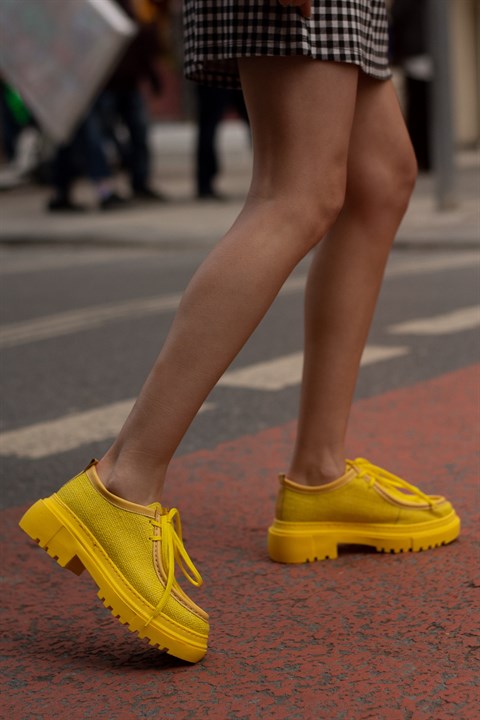 Women's Yellow Straw Sneakers