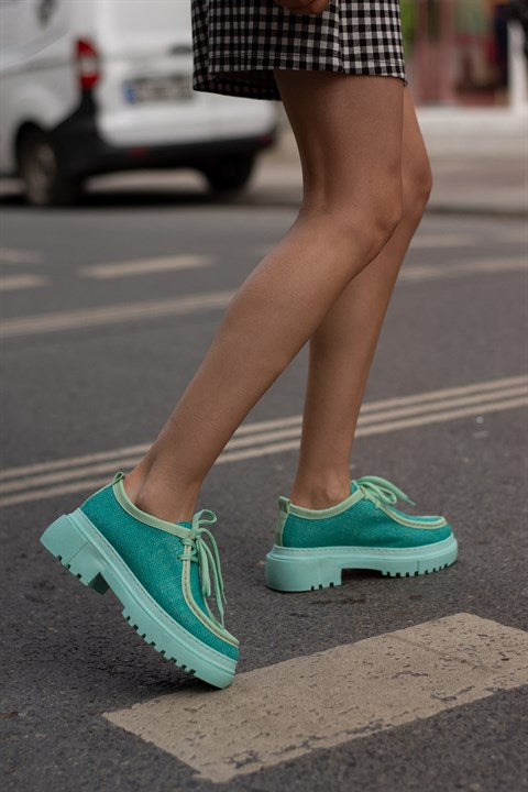 Women's Green Straw Sneakers