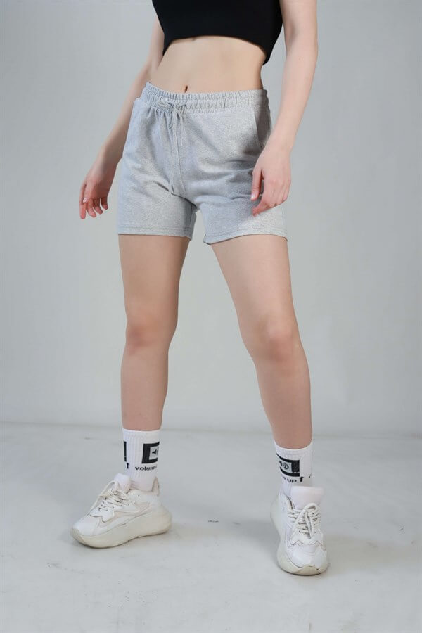 Women's Basic Grey Combed Cotton Shorts