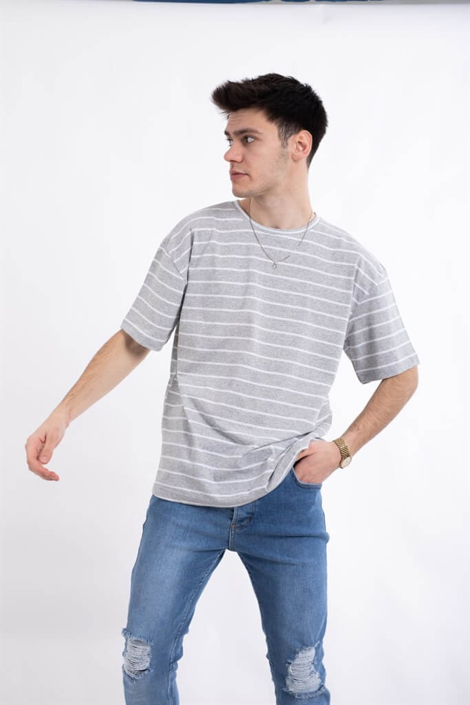 Unisex Striped Grey T-shirt