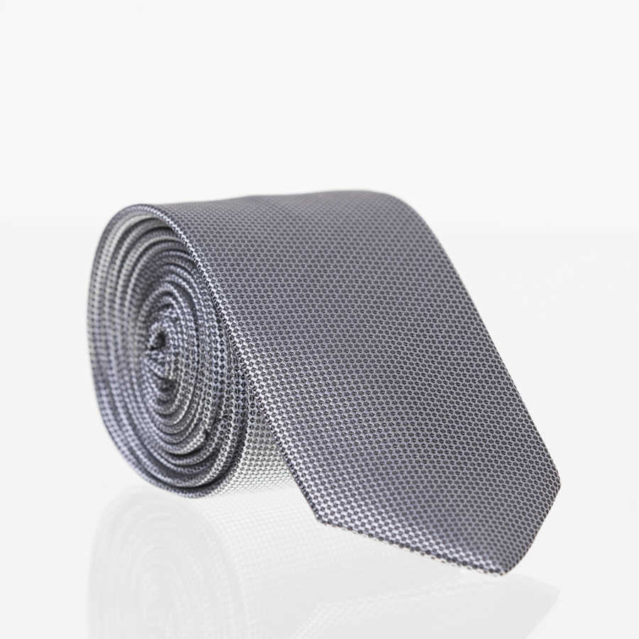 Plain Grey Woven Slim Fit Tie