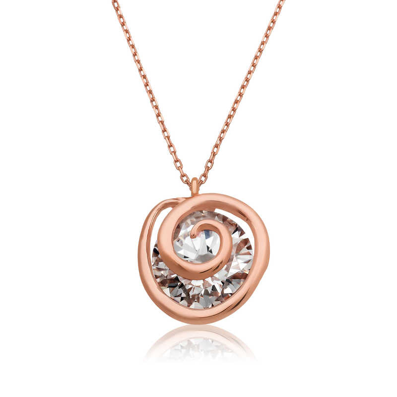 Women's Gemmed Rose Plated Silver Necklace