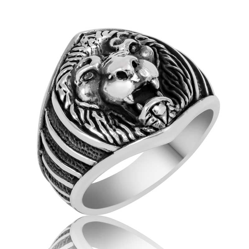 Men's Lion Figure Silver Ring