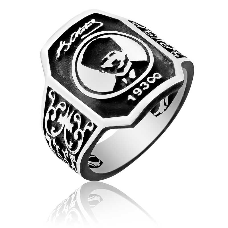 Men's Atatürk Design Silver Ring