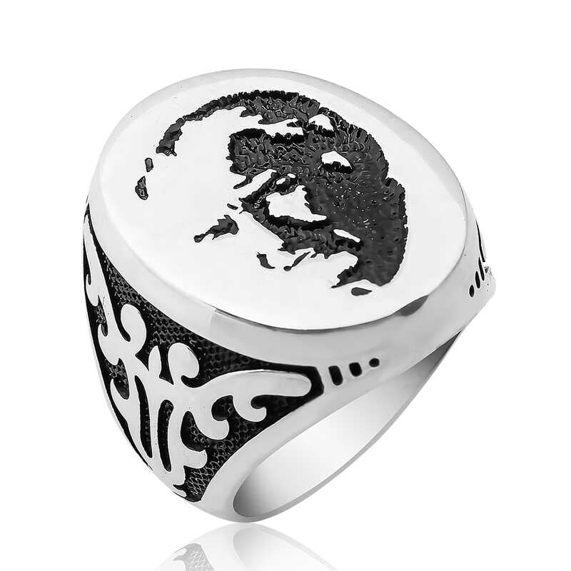 Men's Atatürk Silhouette Silver Ring