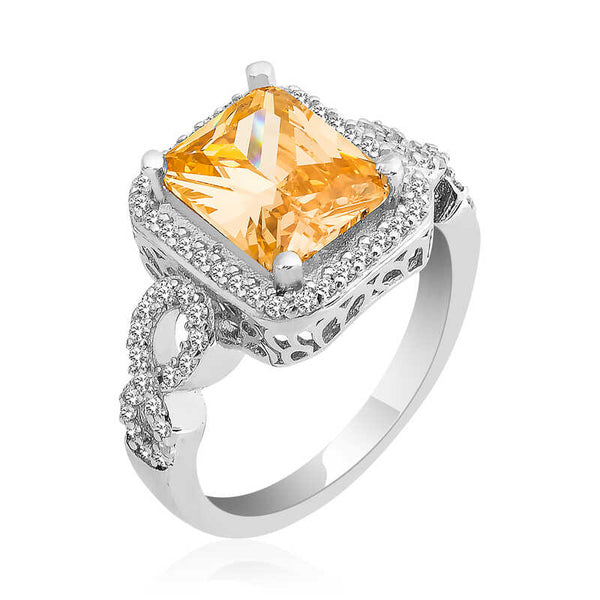 Women's Baguette Gemmed Silver Ring