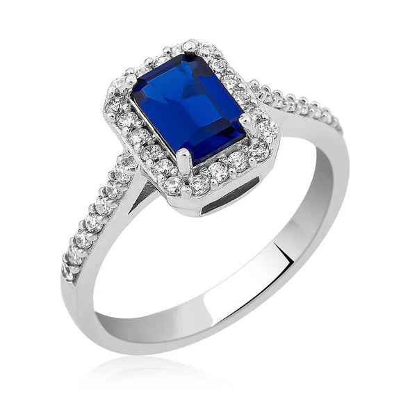 Women's Baguette Gemmed Silver Ring