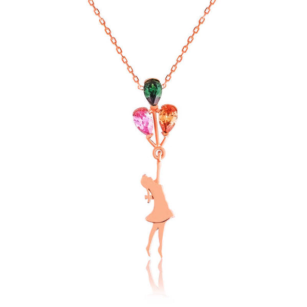 Women's Gemmed Rose Plated Silver Necklace