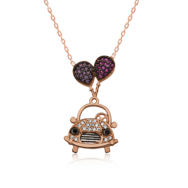 Women's Gemmed Rose Plated Silver Necklace