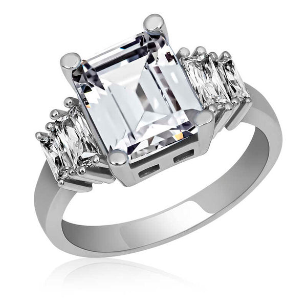 Women's White Gemmed Silver Ring