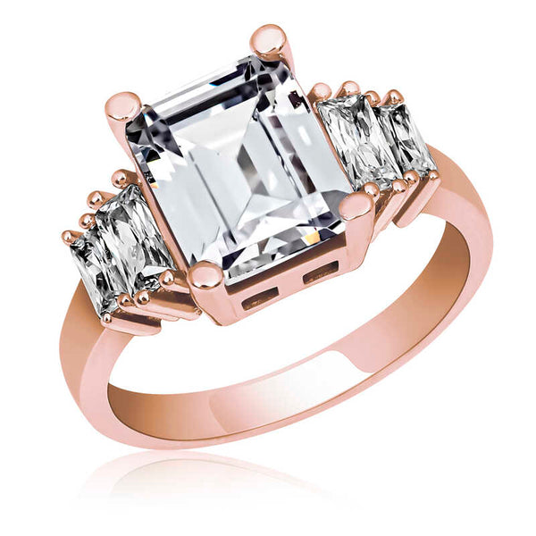 Women's White Gemmed Silver Ring