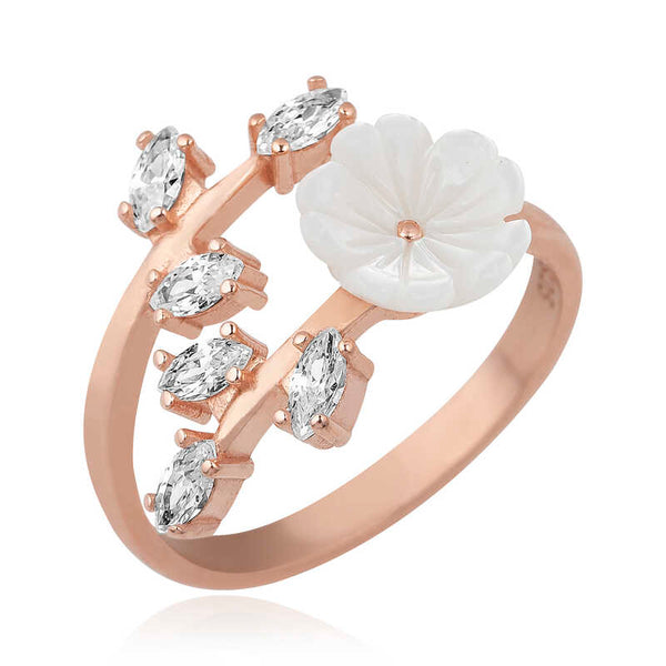 Women's Flower Design Silver Ring