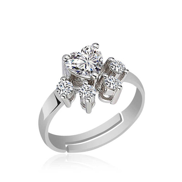 Women's White Gemmed Silver Ring