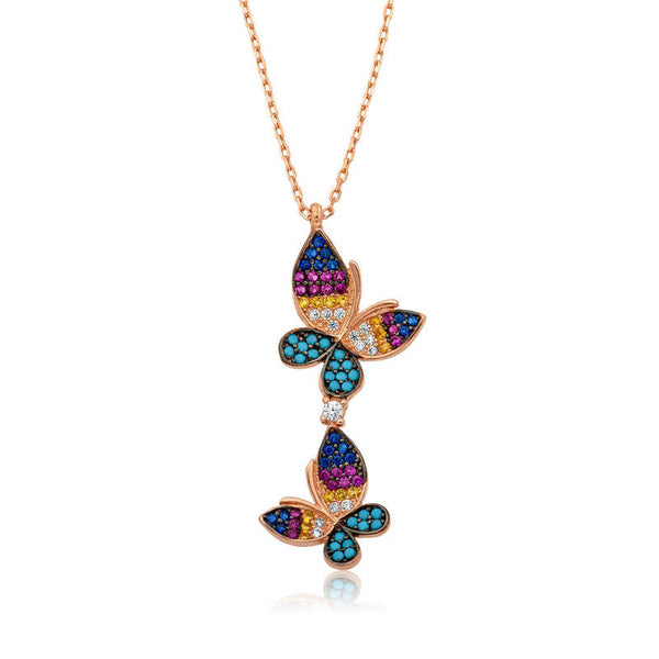 Women's Double Butterfly Pendant Necklace
