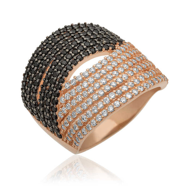 Women's Gemmed Rose Plated Silver Ring