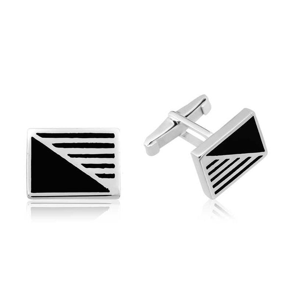 Men's Rectangular Design Classic Silver Cufflinks