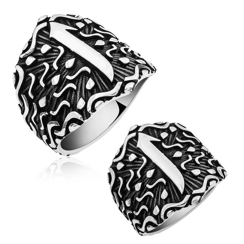 Men's Alif Design Silver Ring