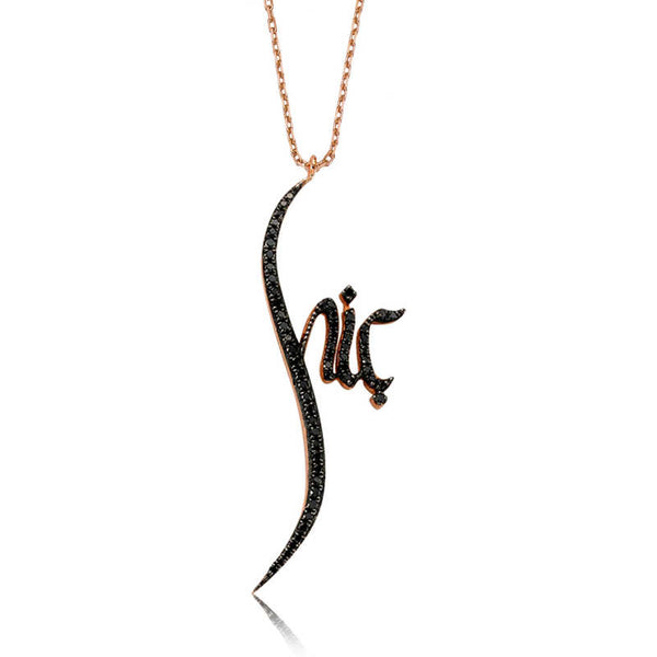 Women's Black Gemmed Silver Necklace