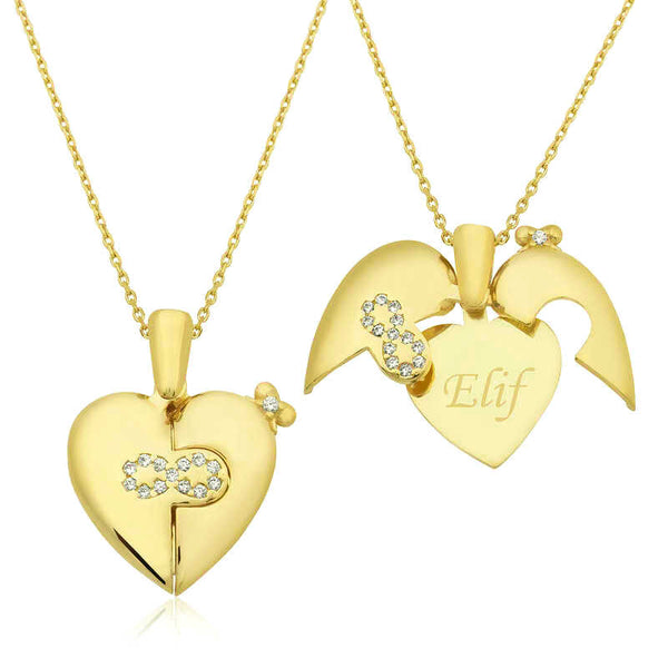 Women's Personalized Heart Pendant Silver Necklace