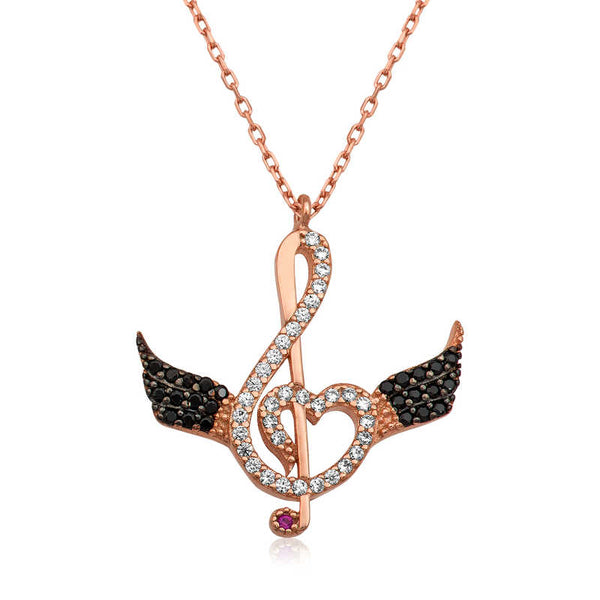 Women's Gemmed Rose Plated Silver Necklace
