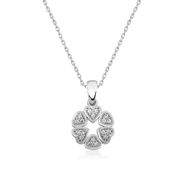 Women's Round Heart Pendant Silver Necklace