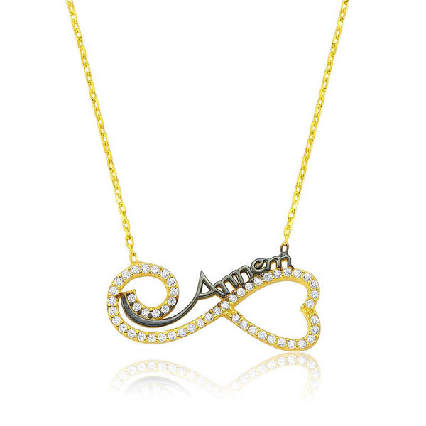 Women's Heart & Infinity Pendant Gold Plated Silver Necklace