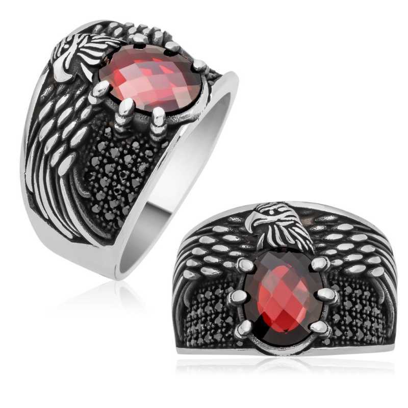 Men's Eagle Design Silver Ring