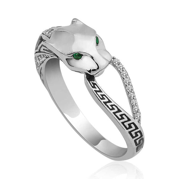 Women's Tiger Figure Silver Ring