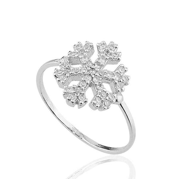 Women's Snowflake Design Silver Ring