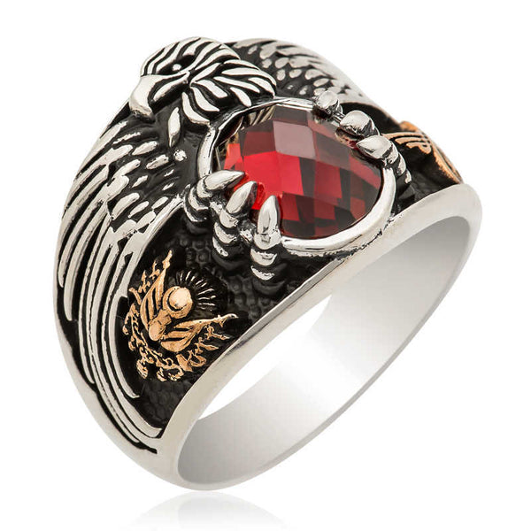 Men Eagle Design Silver Ring