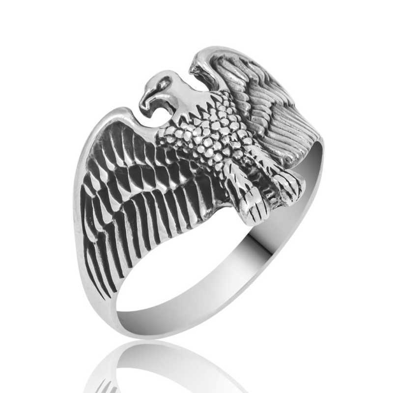 Men Eagle Design Silver Ring