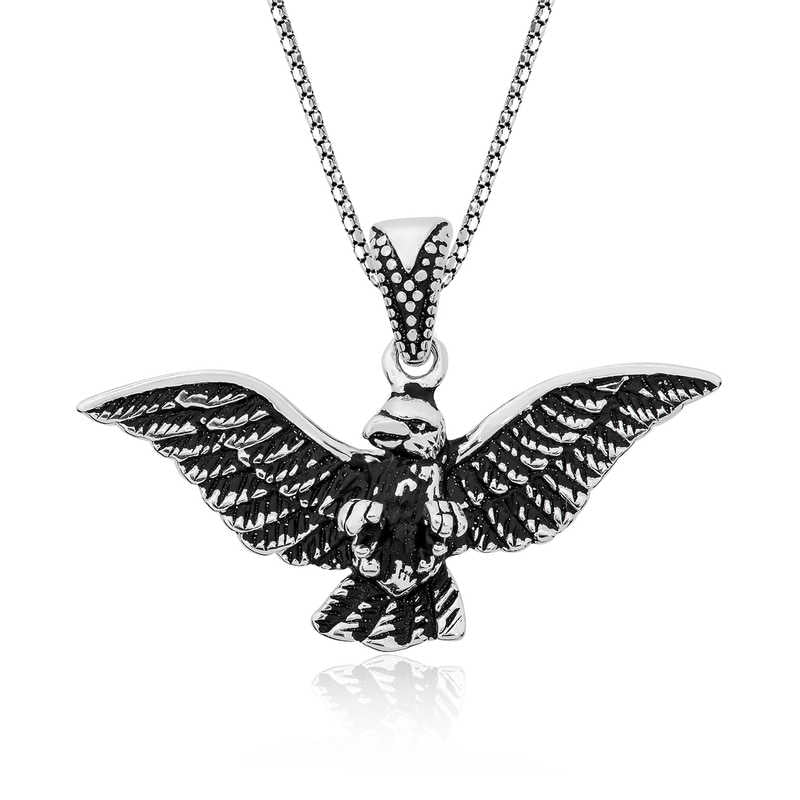 Men's Eagle Pendant Silver Necklace