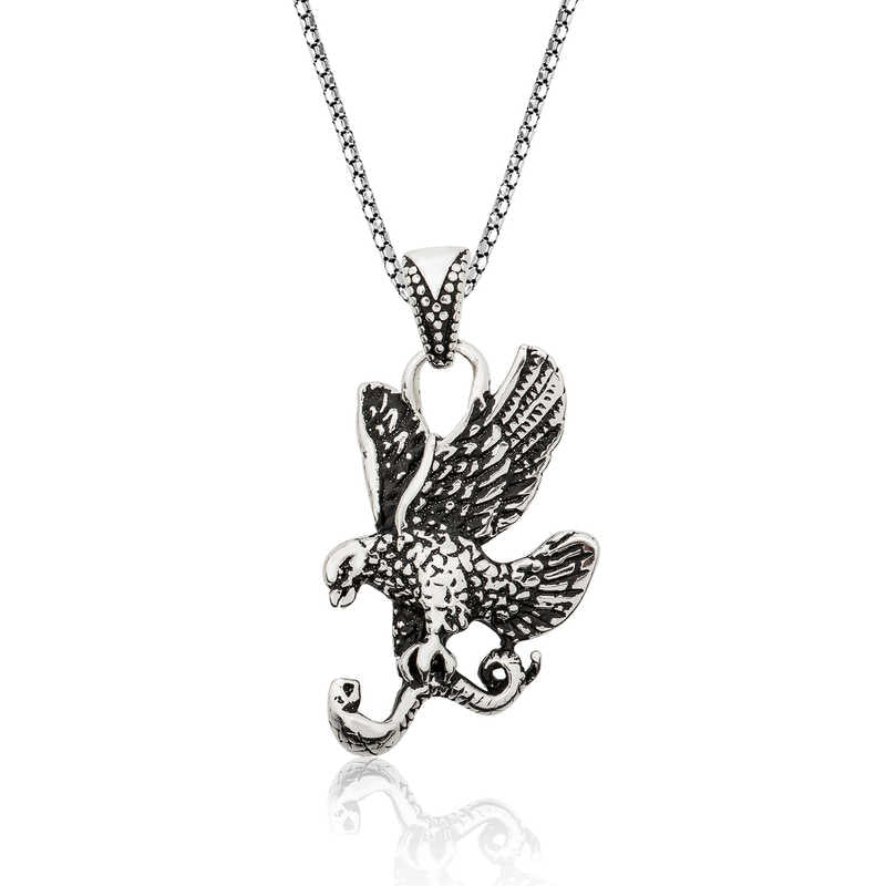 Men's Eagle Pendant Silver Necklace