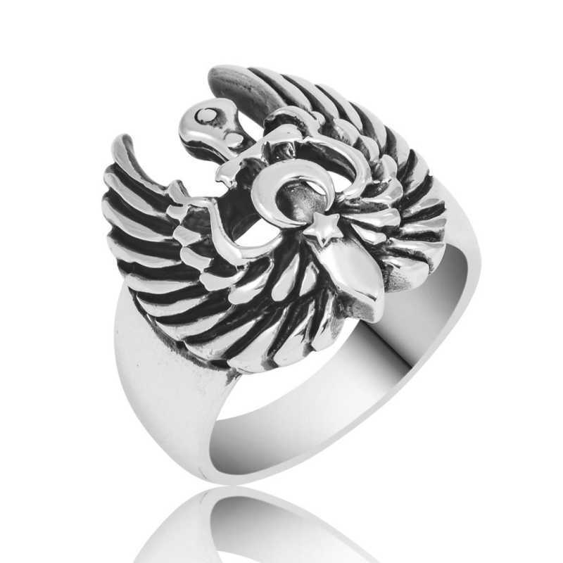 Men's Eagle Wing Design Silver Ring