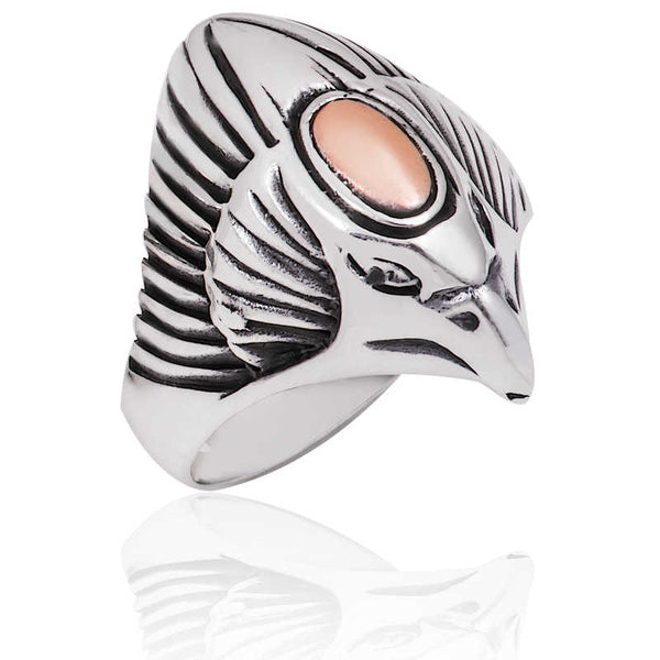 Men's Eagle Head Design Silver Ring