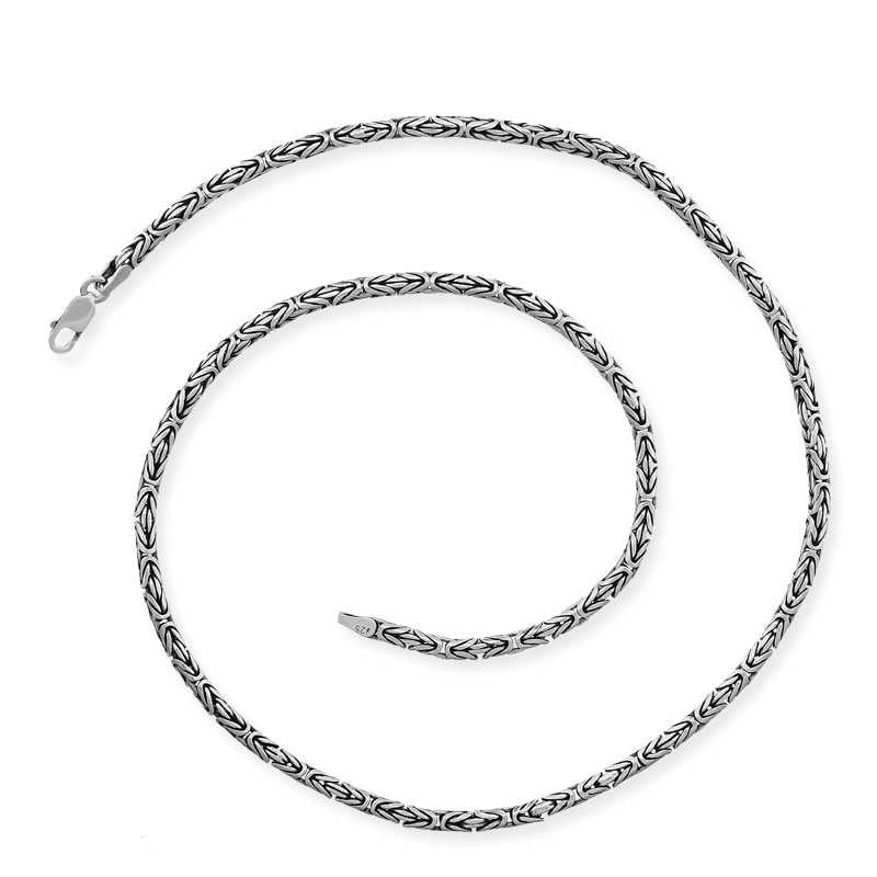 3 mm Oxide Round Silver King Chain
