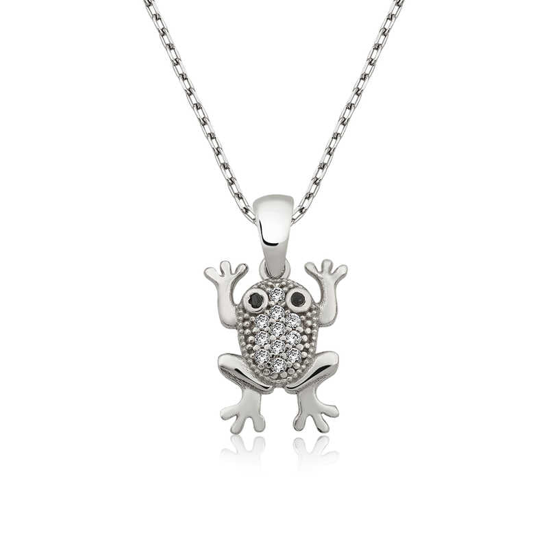 Women's Frog Pendant Silver Necklace