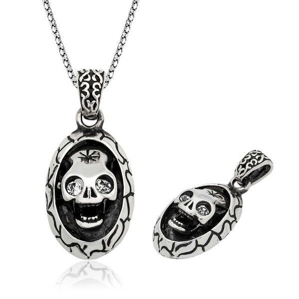 Men's Skull Pendant Silver Necklace
