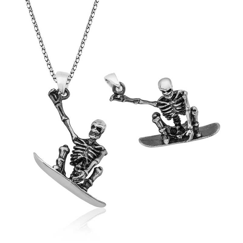 Unisex Skeleton Pendant Silver Necklace