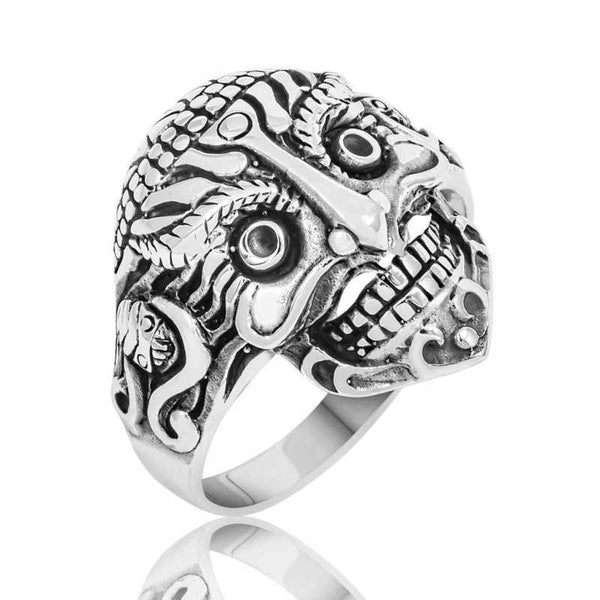 Men's Skull Design Silver Ring