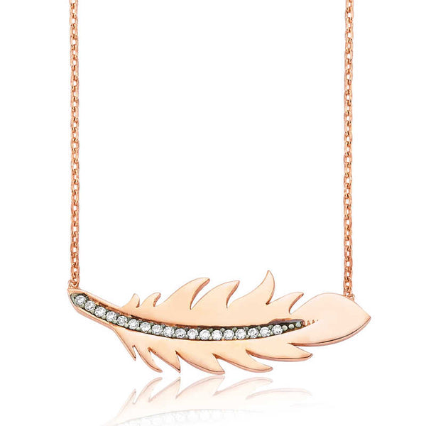 Women's Feather Pendant Silver Necklace