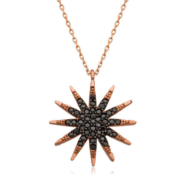 Women's Pole Star Pendant Rose Plated Silver Necklace