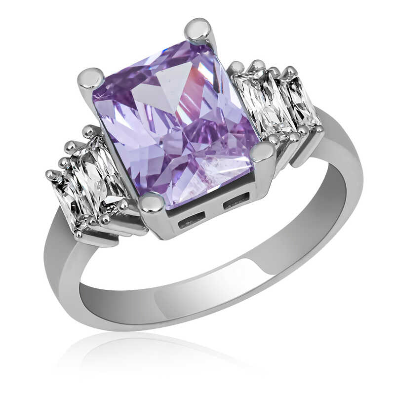 Women's Lilac Gemmed Silver Ring
