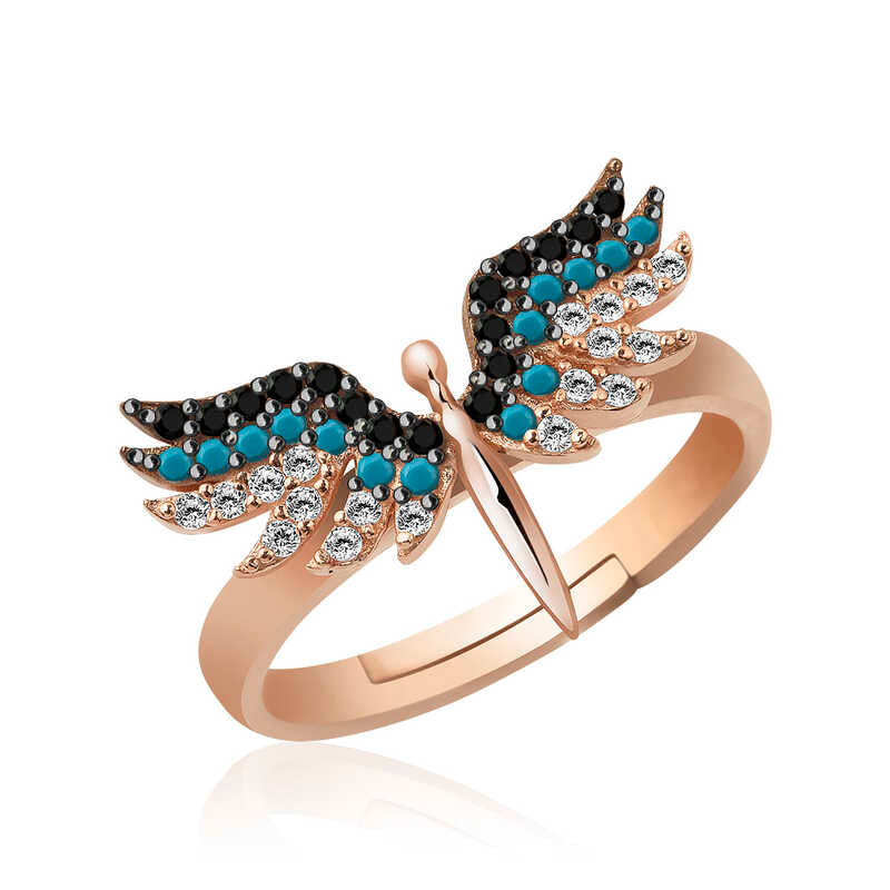 Women's Gemmed Rose Gold Plated Silver Ring