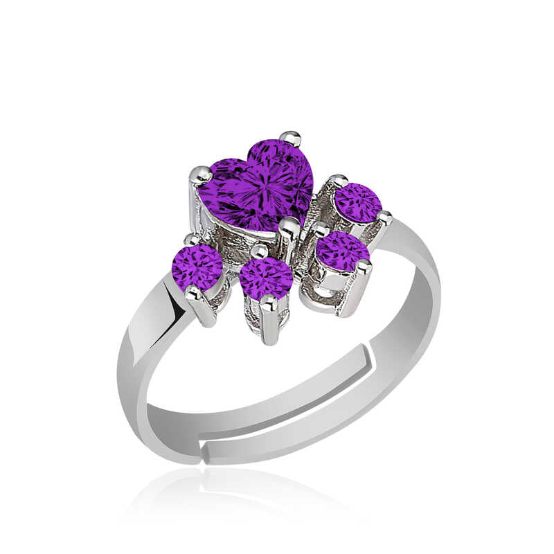 Women's Purple Gemmed Silver Ring