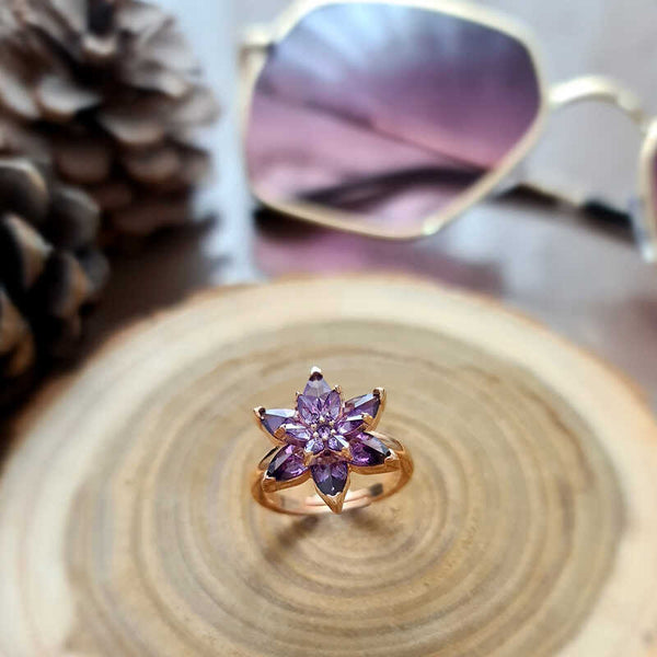 Women's Purple Lotus Flower Figure Ring