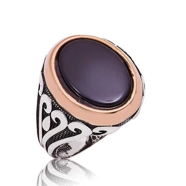 Men's Black Gemmed Silver Ring